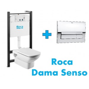 Комплект инсталляции и подвесного унитаза Roca Dama Senso, микролифт, 893104680+8901170B1